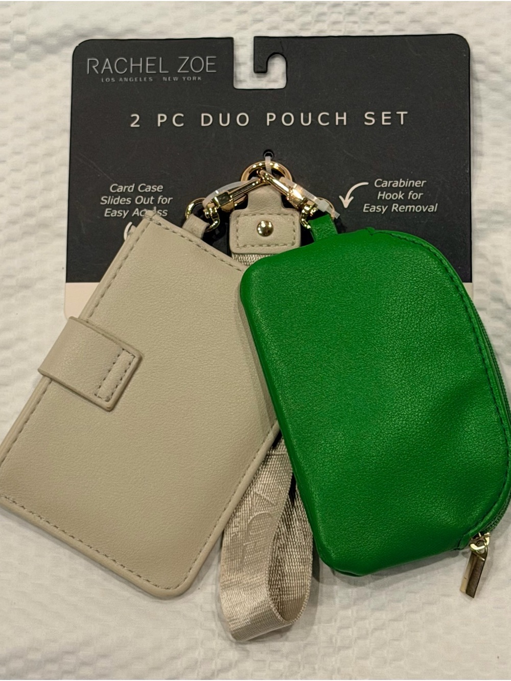 Rachel Zoe 2-Piece Duo Pouch Set - Green & Cream NWT